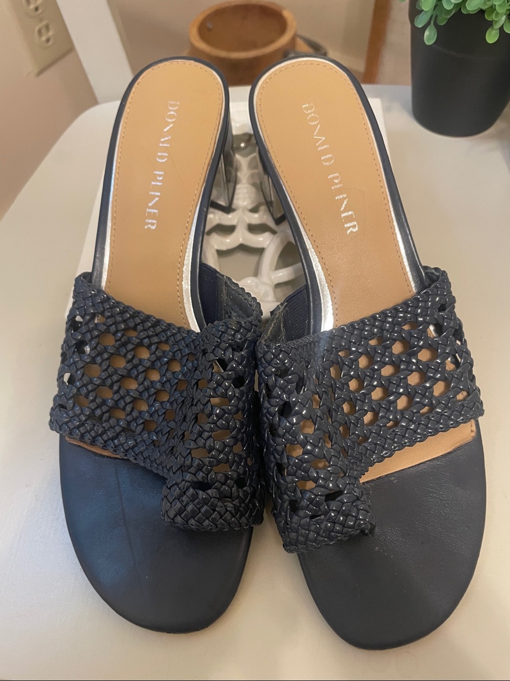 Donald J. Pliner Black Woven Slide Mules sz9 - Picture 5 of 7